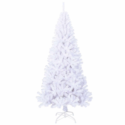 Sztuczna choinka z 300 diodami LED Biały 240 cm PVC i stal