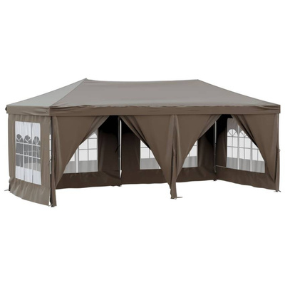 vidaXL Składany namiot imprezowy ze ściankami, kolor taupe, 3x6 m