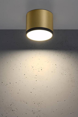 Lampa sufitowa tuba LED natynkowa złoto‑czarna zintegrowany LED 9W