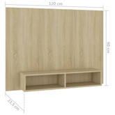 vidaXL Wisząca szafka pod TV, dąb sonoma, 120x23,5x90 cm
