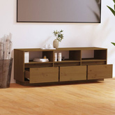 vidaXL Szafka pod TV, miodowy brąz, 140x37x50 cm, lite drewno sosnowe