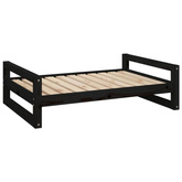 Legowisko dla psa, czarne, 95,5x65,5x28 cm, lite drewno sosnowe vidaXL