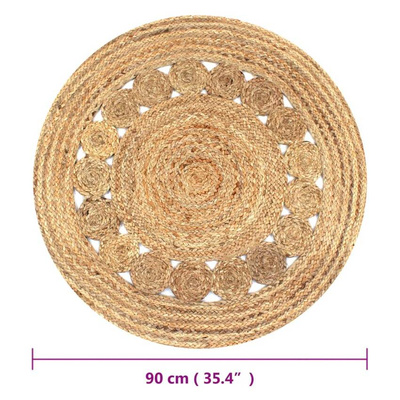 vidaXL Dywan pleciony z juty, 90 cm, okrągły