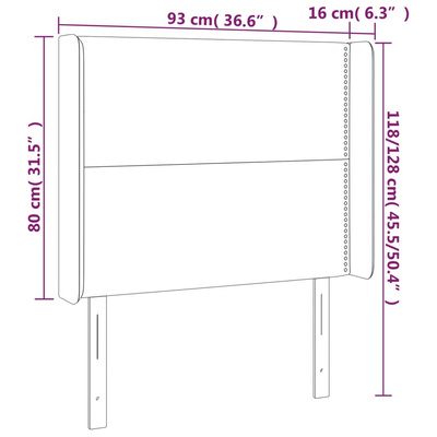 vidaXL Zagłówek do łóżka z LED, biały, 93x16x118/128cm, sztuczna skóra