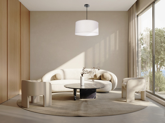 Lampa wisząca z abażurem Shanti szary abażur do sypialni
