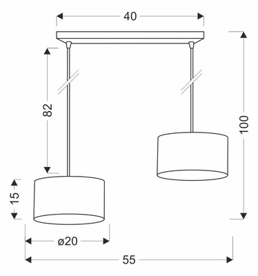 Lampa wisząca z abażurami Pandy czarna podwójna do salonu E27