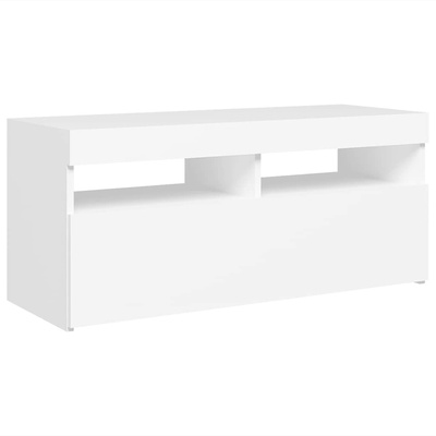 Szafka pod TV z oświetleniem LED, biała, 90x35x40 cm