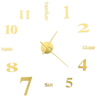 vidaXL Zegar ścienny 3D, nowoczesny design, 100 cm, XXL, złoty