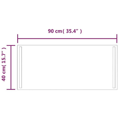 vidaXL Lustro łazienkowe z LED, 90x40 cm