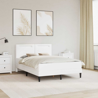 Ramka łóżka z paskami LED Biały 140 x 190 cm Ekoskóra