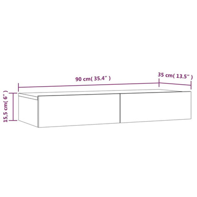 vidaXL Szafka pod TV z LED, biel i dąb sonoma, 90x35x15,5 cm