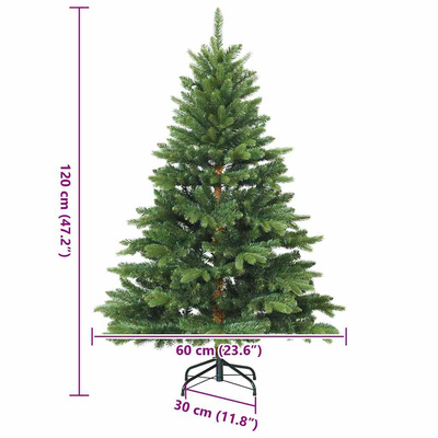 Sztuczna choinka z 150 diodami LED Zielony 120 cm PE i PVC