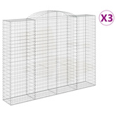 Kosze gabionowe, 3 szt, 300x50x220/240 cm, galwanizowane żelazo