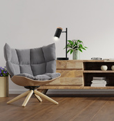 LAGOS LAMPA STOŁOWA CZARNY 1X15W GU10 KLOSZ CZARNY+DREWNIANY