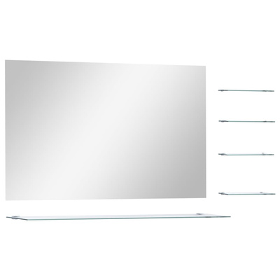vidaXL Lustro ścienne z 5 półkami, srebrne, 100x60 cm