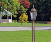 Niska zewnętrzna lampa stojąca K-6006A czarna/złota z serii LOZANA KAJA