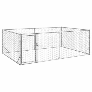 Buda dla psa na zewnątrz z drzwiami 3x2x1 m, ocynkowana stal