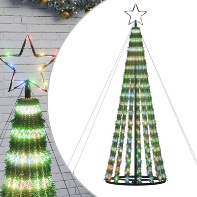 vidaXL Stożkowa choinka z lampek, 275 kolorowych LED, 180 cm