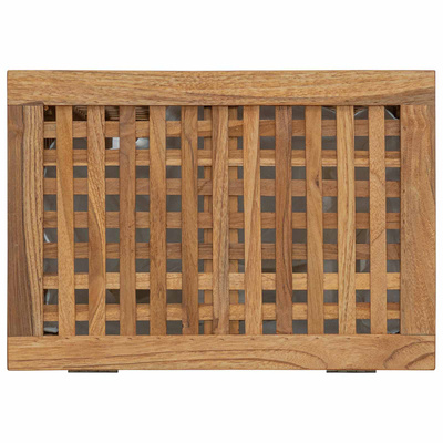 Kosz na pranie naturalny 50 x 35 x 60 cm Lite drewno teakowe