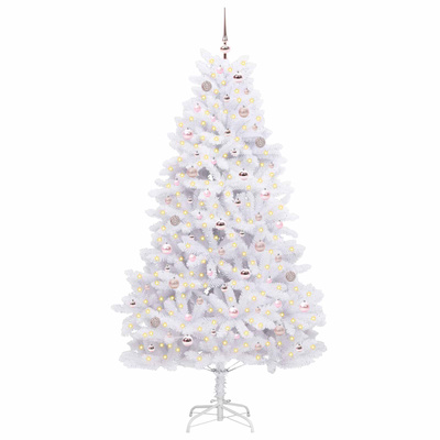 Sztuczna choinka z zawiasami z podstawą Biały 210 cm PVC i stal