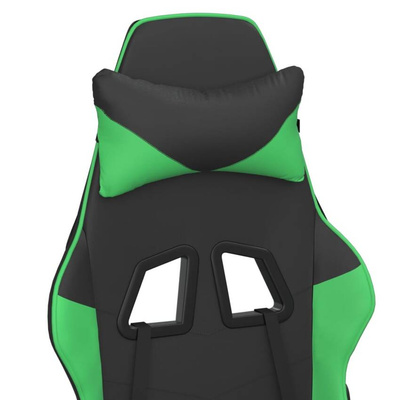 Fotel gamingowy z podnóżkiem, czarno-zielony, sztuczna skóra vidaXL