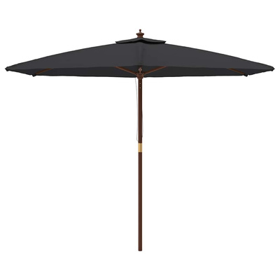 Parasol ogrodowy na drewnianym słupku, czarny, 299x240 cm