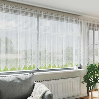 Firanka Koronkowa z zasłonami Biały 200 x 500 cm Poliester