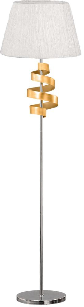 Lampa podłogowa czrom / złoty abażur z tkaniny Denis Candellux 51-23506