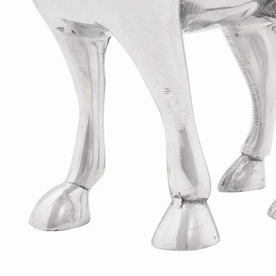 Rzeźba byka Srebrny 20 x 17 x 23 cm Aluminium