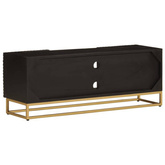 vidaXL Szafka pod TV, czarna, 110x30x40 cm, lite drewno mango i żelazo