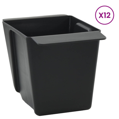 Skrzynki na kwiaty do palet euro 12 pcs Czarny 14 x 9 x 9,5 cm