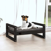vidaXL Legowisko dla psa, czarne, 55,5x45,5x28 cm, lite drewno sosnowe