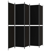 Parawan 5-panelowy, czarny, 250x220 cm, tkanina
