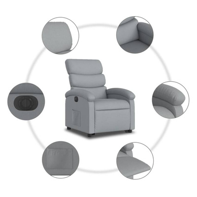vidaXL Podnoszony fotel masujący, elektryczny, rozkładany, jasnoszary