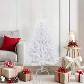 Sztuczna choinka z 150 diodami LED Biały 120 cm PVC i Metal