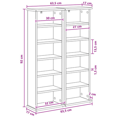 Kabinet na płyty CD 2 szt. dąb Sonoma 60 x 17 x 92 cm