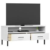 vidaXL Szafka pod TV OSLO, metalowe nóżki, biała, sosnowa model standard