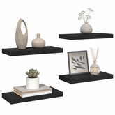vidaXL Półki ścienne, 4 szt., czarne, 50x23x3,8 cm, MDF