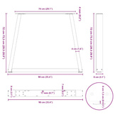 Nogi do stołu jadalnego w kształcie litery V 2 szt. Naturalna stal 90x(72-73,3) cm Stal