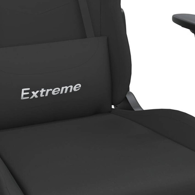 vidaXL Fotel gamingowy z podnóżkiem i masażem, czarny, tkanina