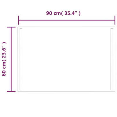 vidaXL Lustro łazienkowe z LED, 90x60 cm