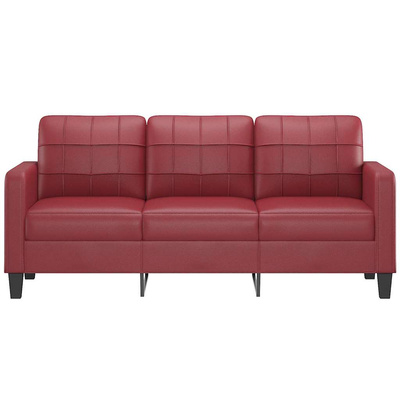 3-osobowa sofa, winna czerwień, 180 cm, sztuczna skóra