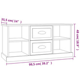 vidaXL Szafka pod TV, biała, 99,5x35,5x48 cm, materiał drewnopochodny