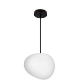 Lampa wisząca STONES 25 cm w stylu Japandi - z białym akrylowym kloszem inspirowanym kamieniem - minimalistyczne oświetlenie sufitowe do salonu E27