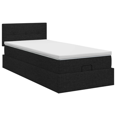 Łóżko ottoman z materacem Czarny 90 x 200 cm tkanina