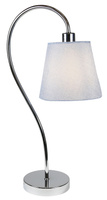 Lampka nocna Luk nowoczesna chrom z abażurem tkanina