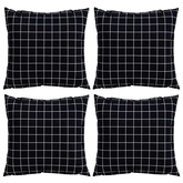 Poduszki rozrzucone Kratka 4 pcs Czarna kratka 50 x 50 cm