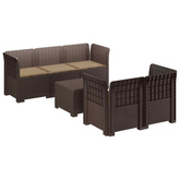5-osobowa sofa ogrodowa z poduszkami w stylu rattanowym PP
