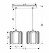 Lampa Wisząca Czarny 2X40 E27 Klosz Czarny+Kryształy Bezbarwne Glassia