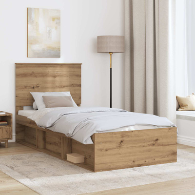 Ramka łóżka Dąb rzemieślniczy 75 x 190 cm Lite drewno sosnowe